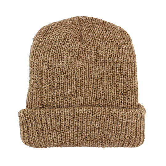Cardigan knit alpaca beanie in fawn — view 7