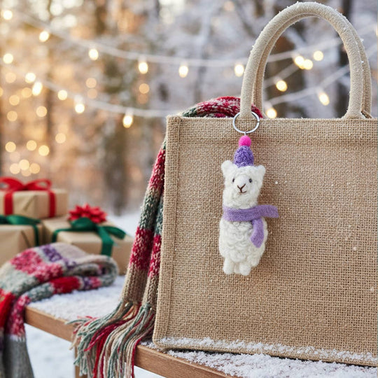 Handmade Felt Party Alpaca Keyring Decoration