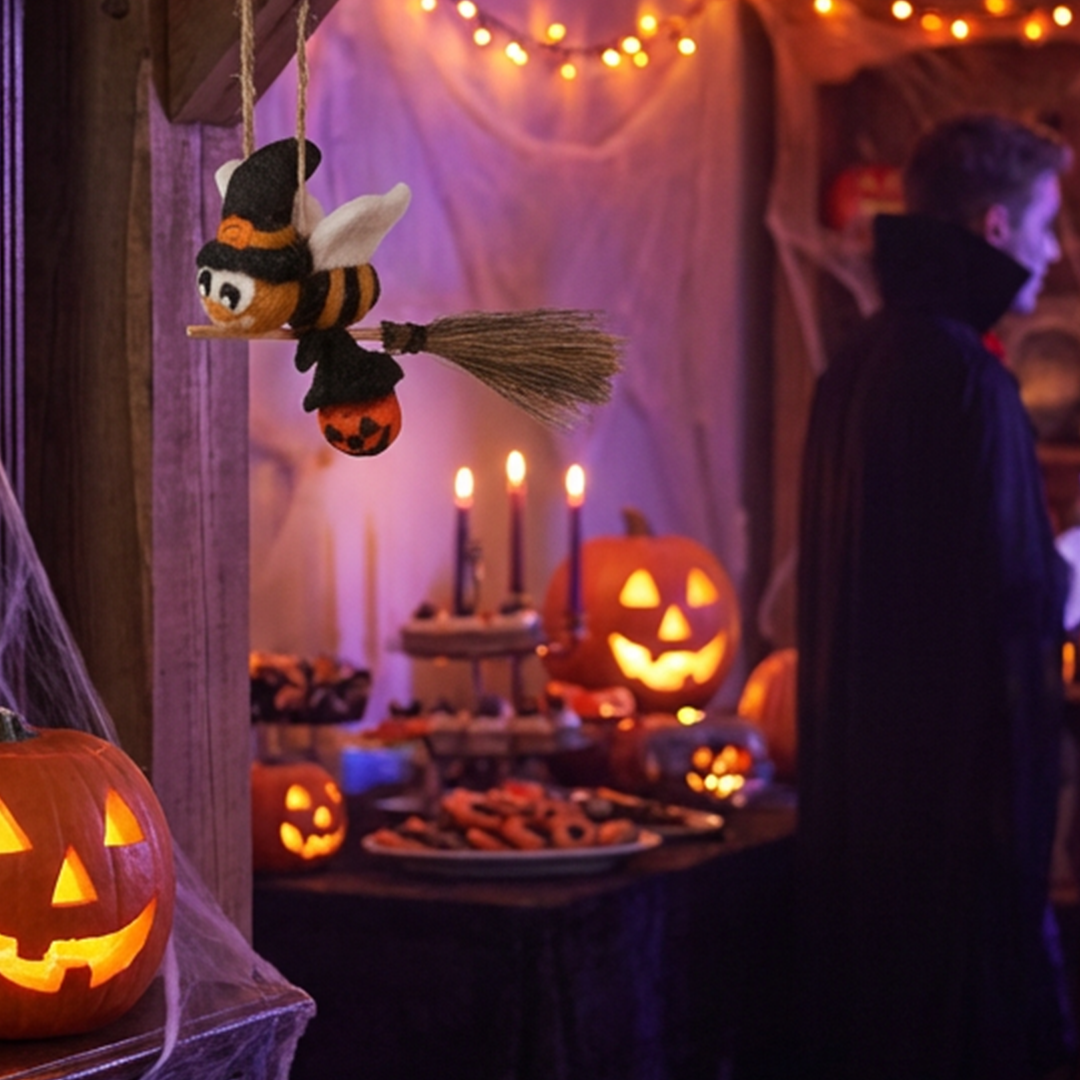 Handmade Felt Bee-Witched Hanging Halloween Decoration