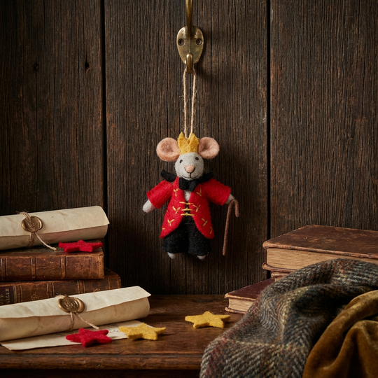Handmade Felt Nutcracker Mouse King Christmas Hanging Dec