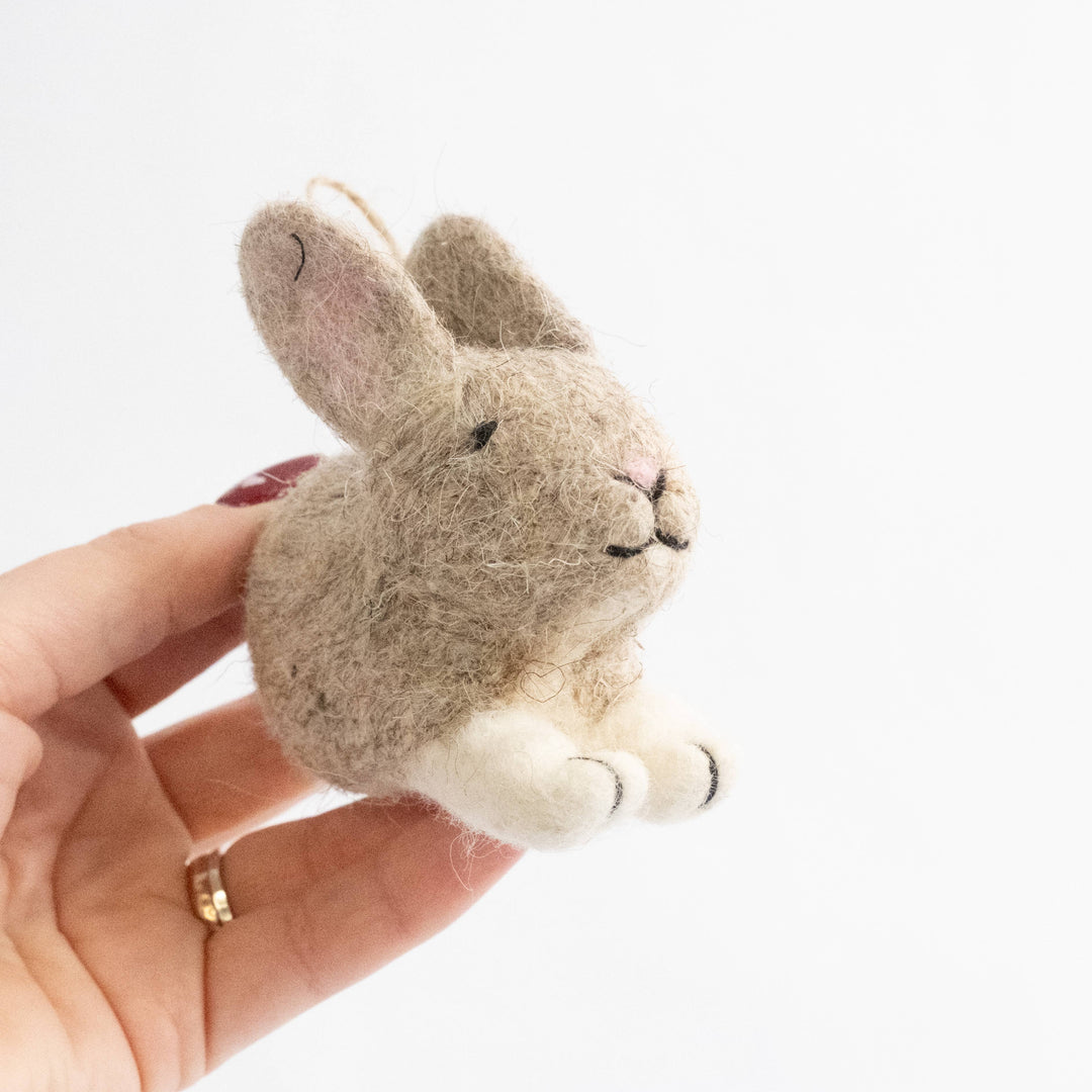 Brown Bunny Ornament — Hand-Felted