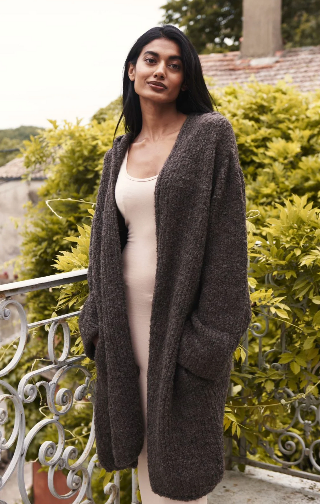 Eco Hooded Alpaca Cardigan – Espresso