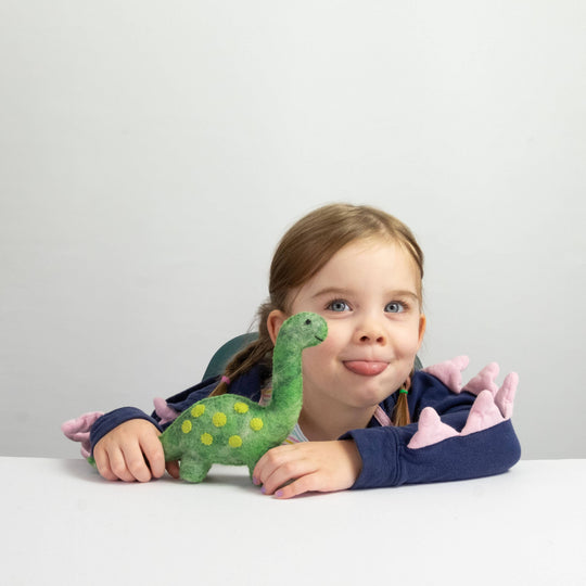 Mini Green Dinosaur — Hand-Felted Toy