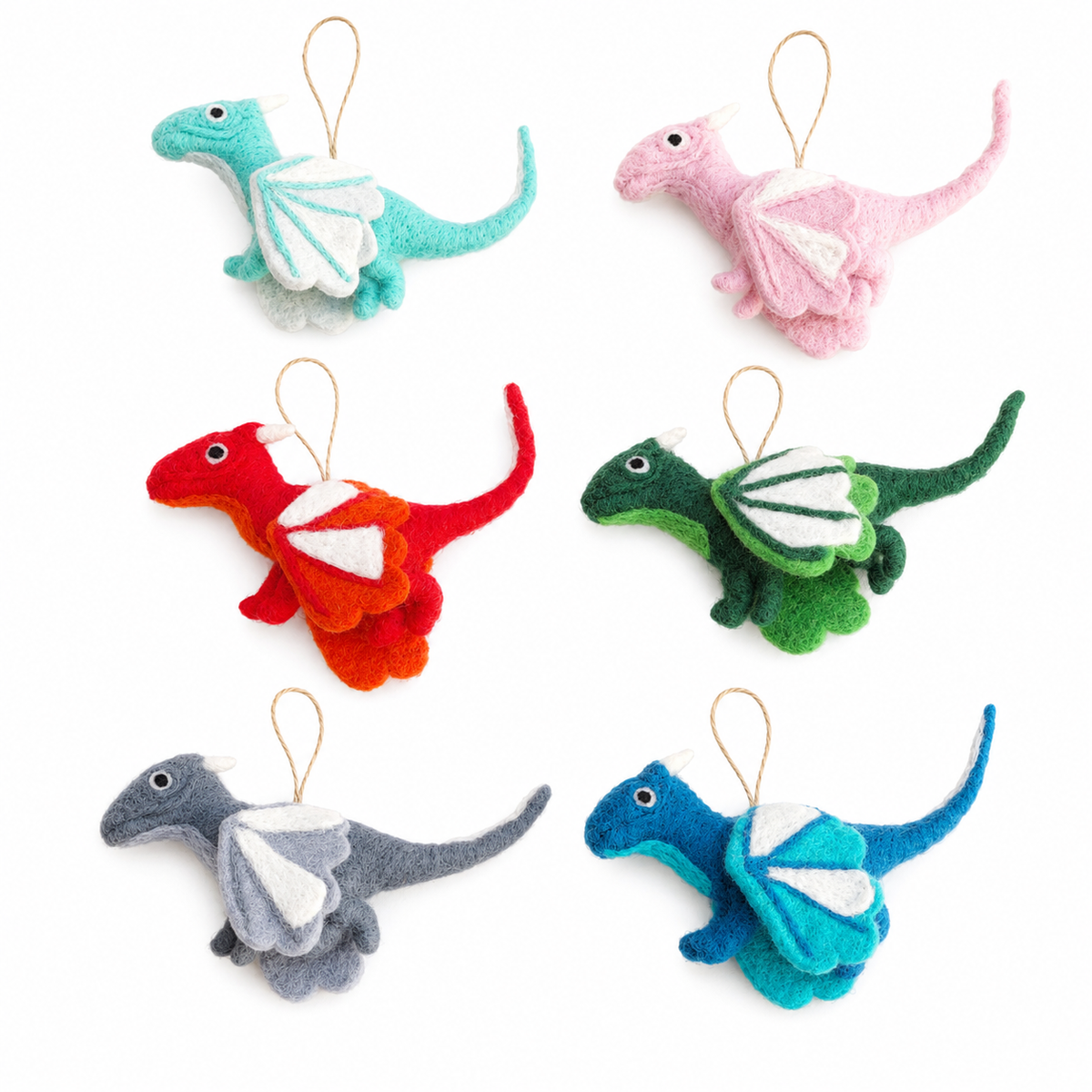 Handmade felt flying dragon ornament from Enchanted Farms, Duvall WA