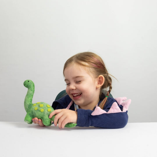 Mini Green Dinosaur — Hand-Felted Toy