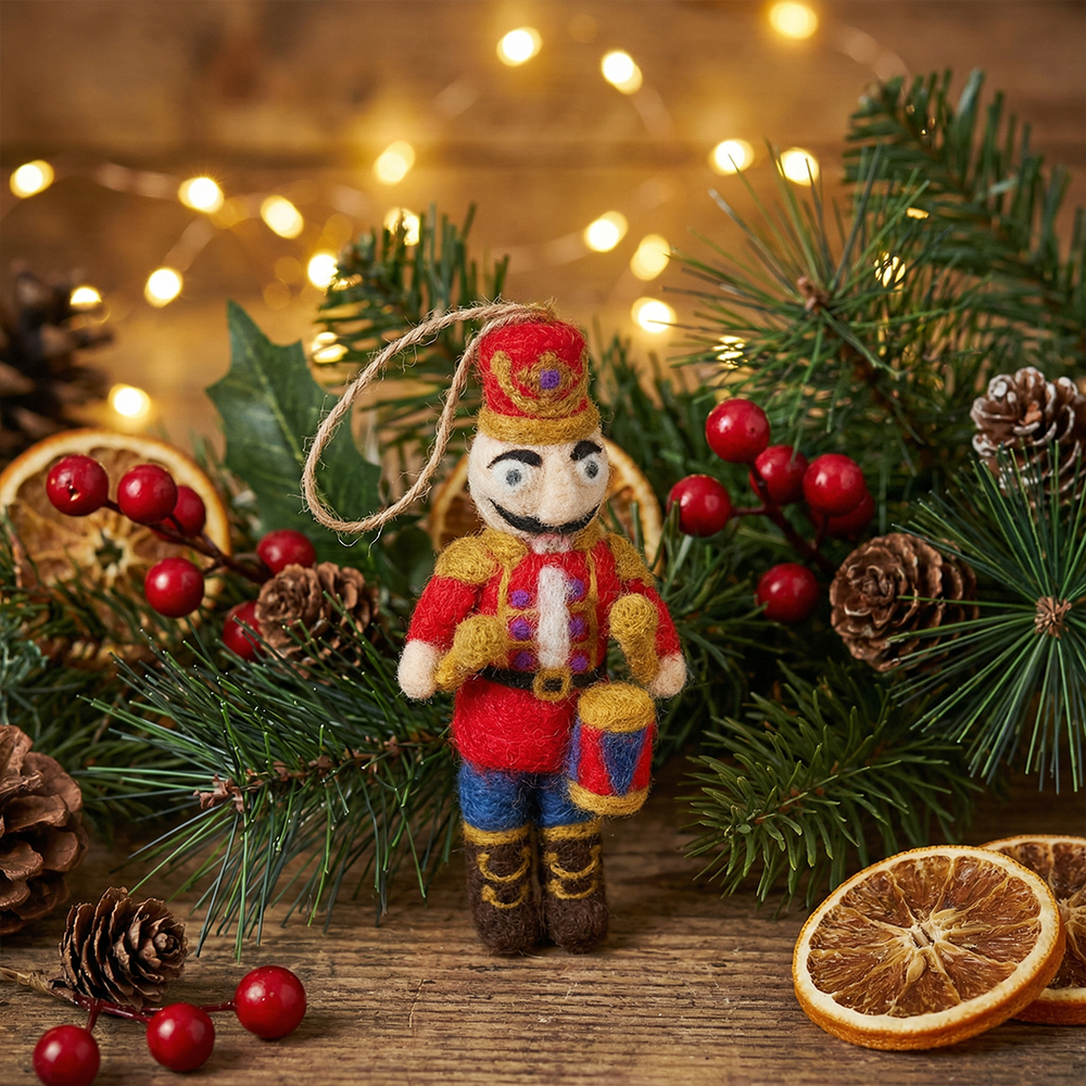 Handmade Felt Nutcracker Ned Hanging Decoration