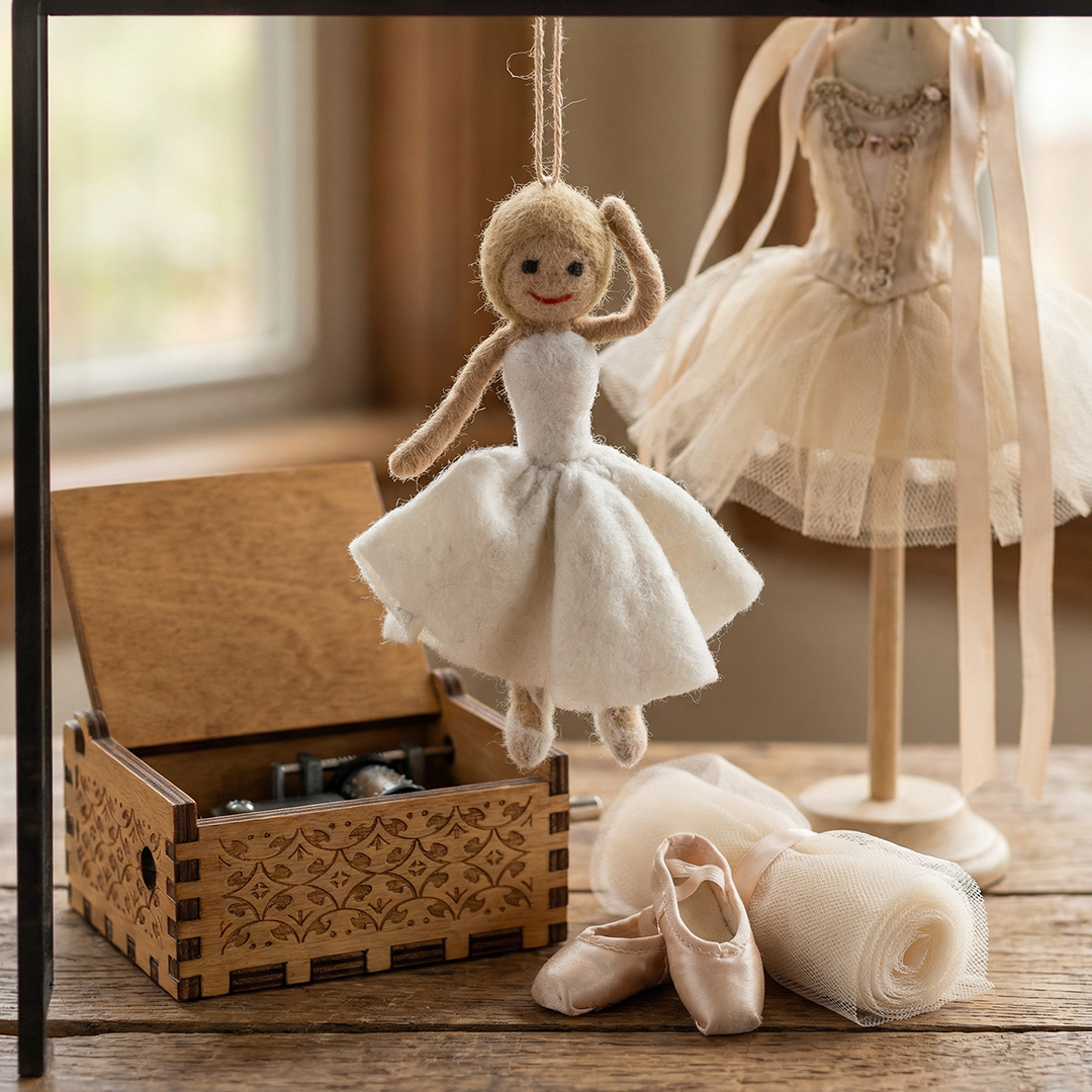 Handmade Felt Fair trade Ballerina Hanging Decoration