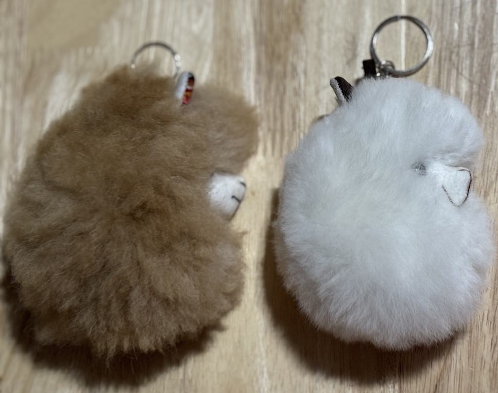 Alpaca face keychain from Enchanted Farms, a small farm souvenir keyring