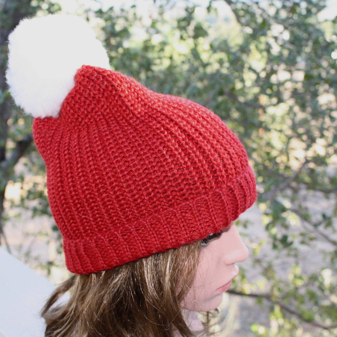100% baby alpaca channel knit pom-pom beanie — view 4