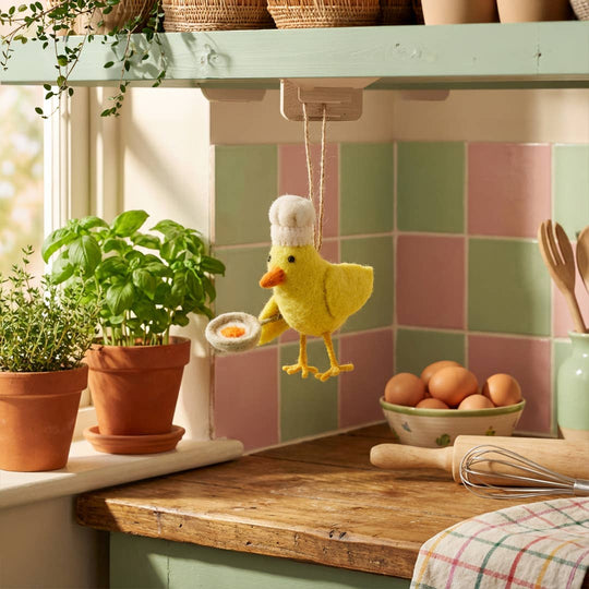 Handmade Felt Chick Norris Easter Hanging Decoration