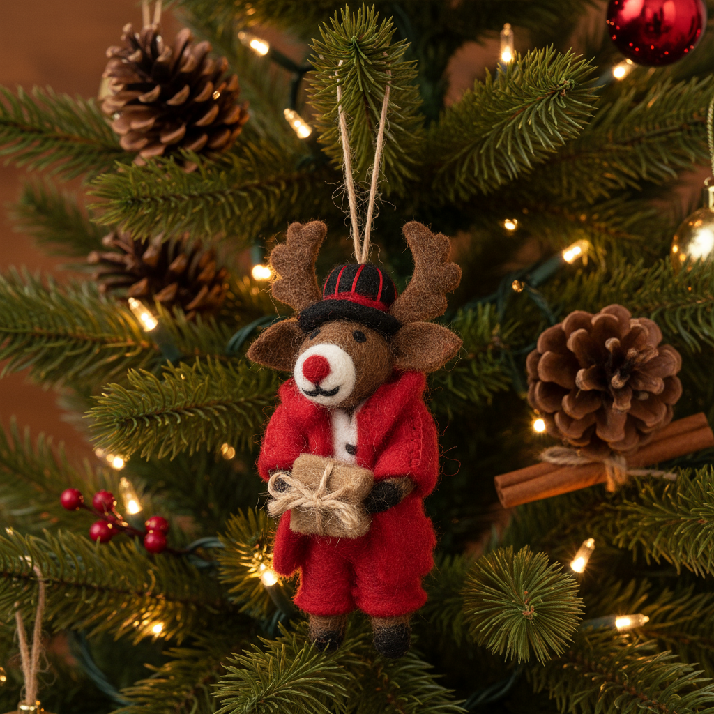 Handmade Felt Dasher the Christmas Reindeer Decoration