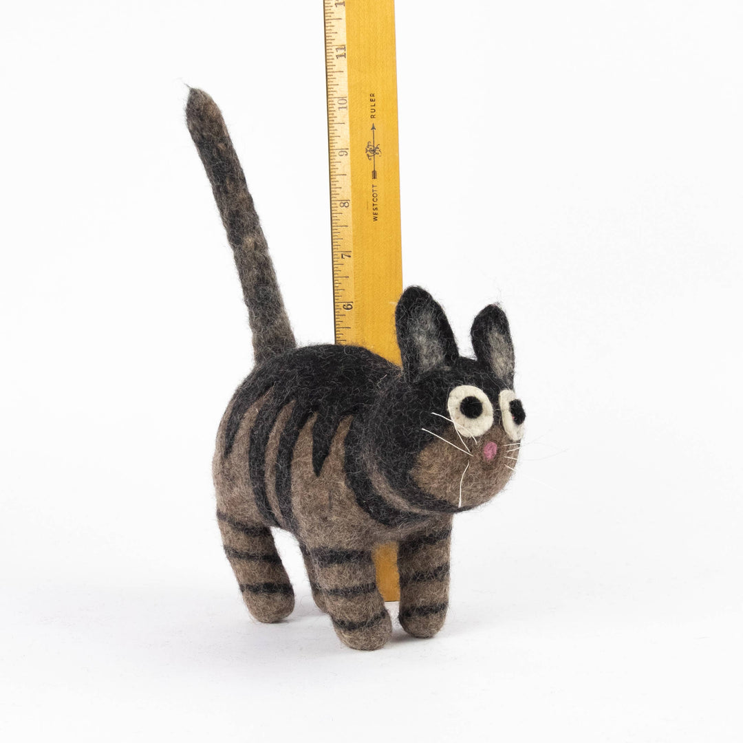 Smudge the Gray Tabby — Hand-Felted Cat