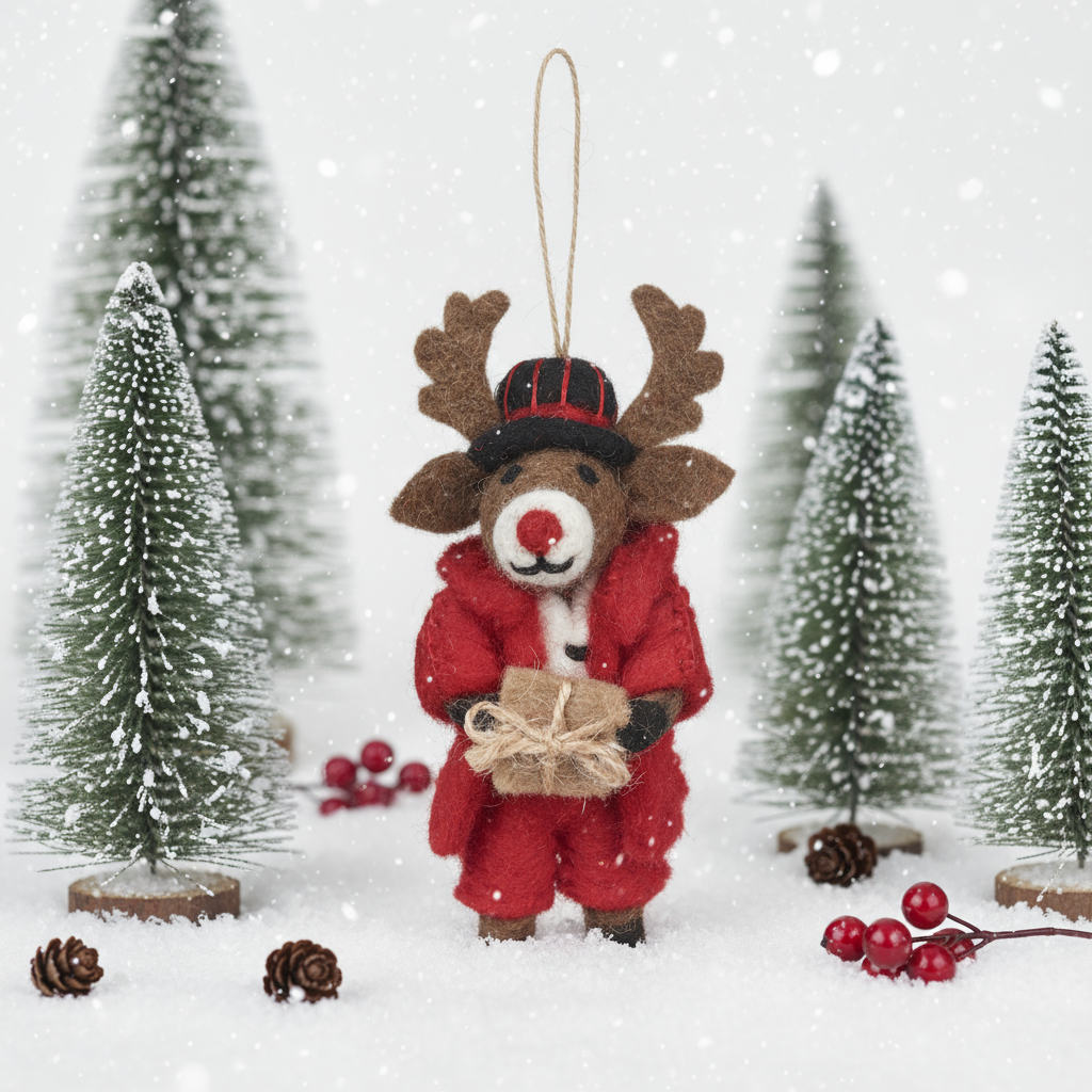 Handmade Felt Dasher the Christmas Reindeer Decoration