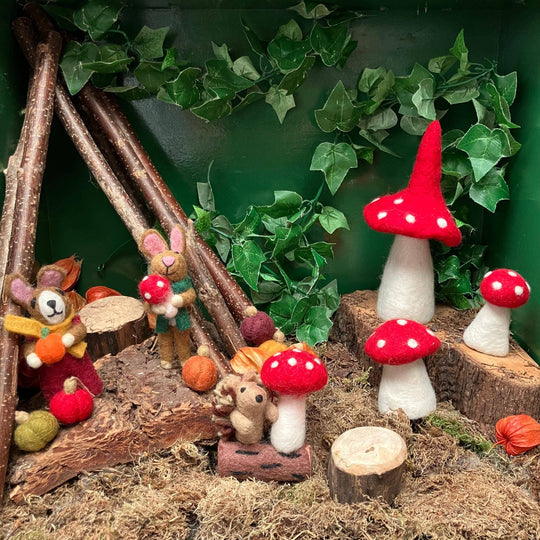 Handmade Felt Willow the Woodland Hedgehog Toadstool Hanging
