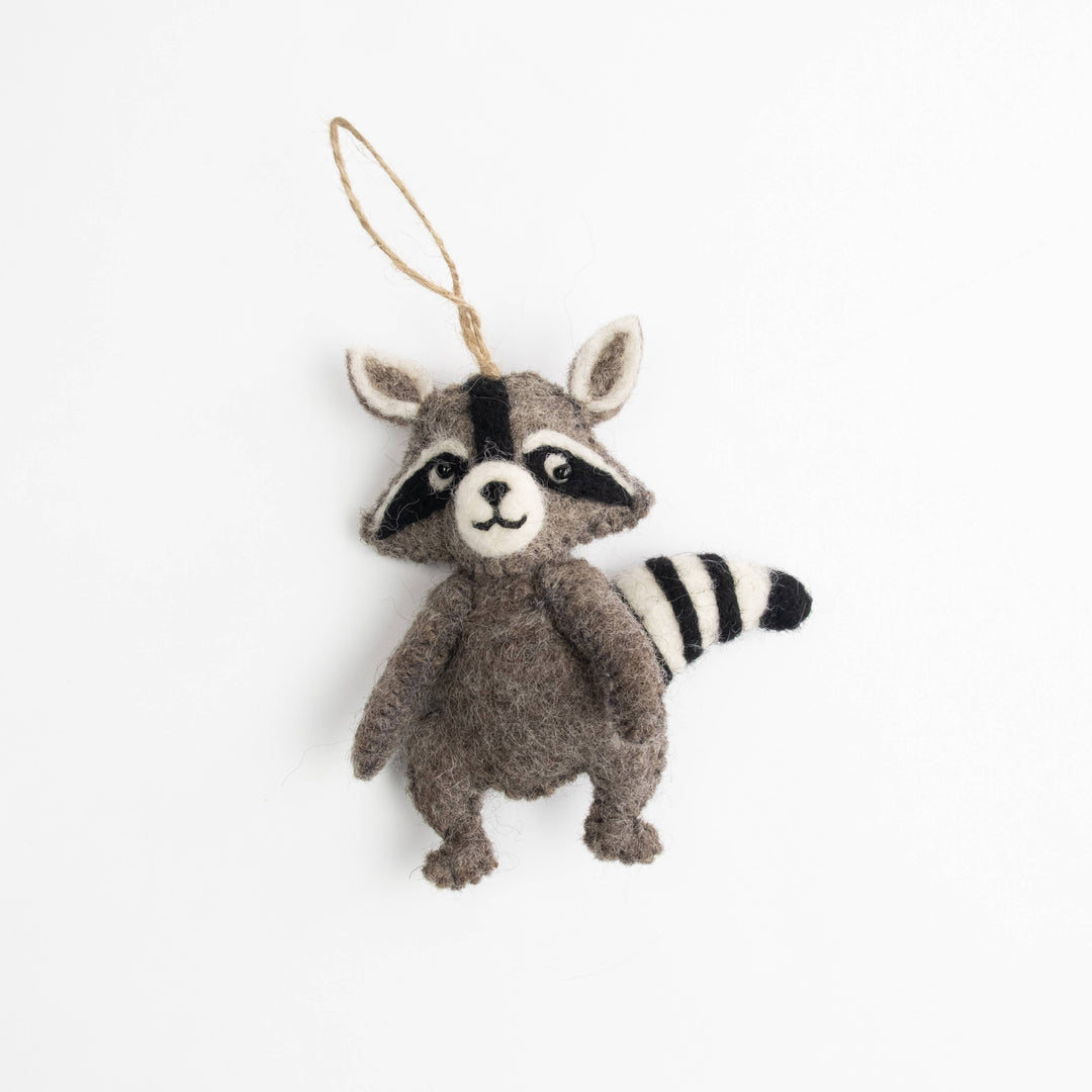 Raccoon Ornament — Hand-Felted Woodland Décor