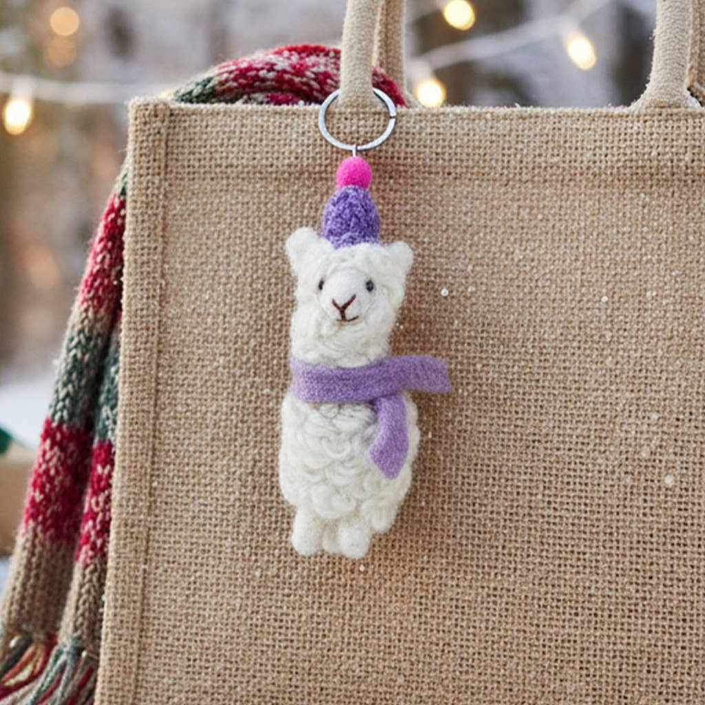 Handmade Felt Party Alpaca Keyring Decoration