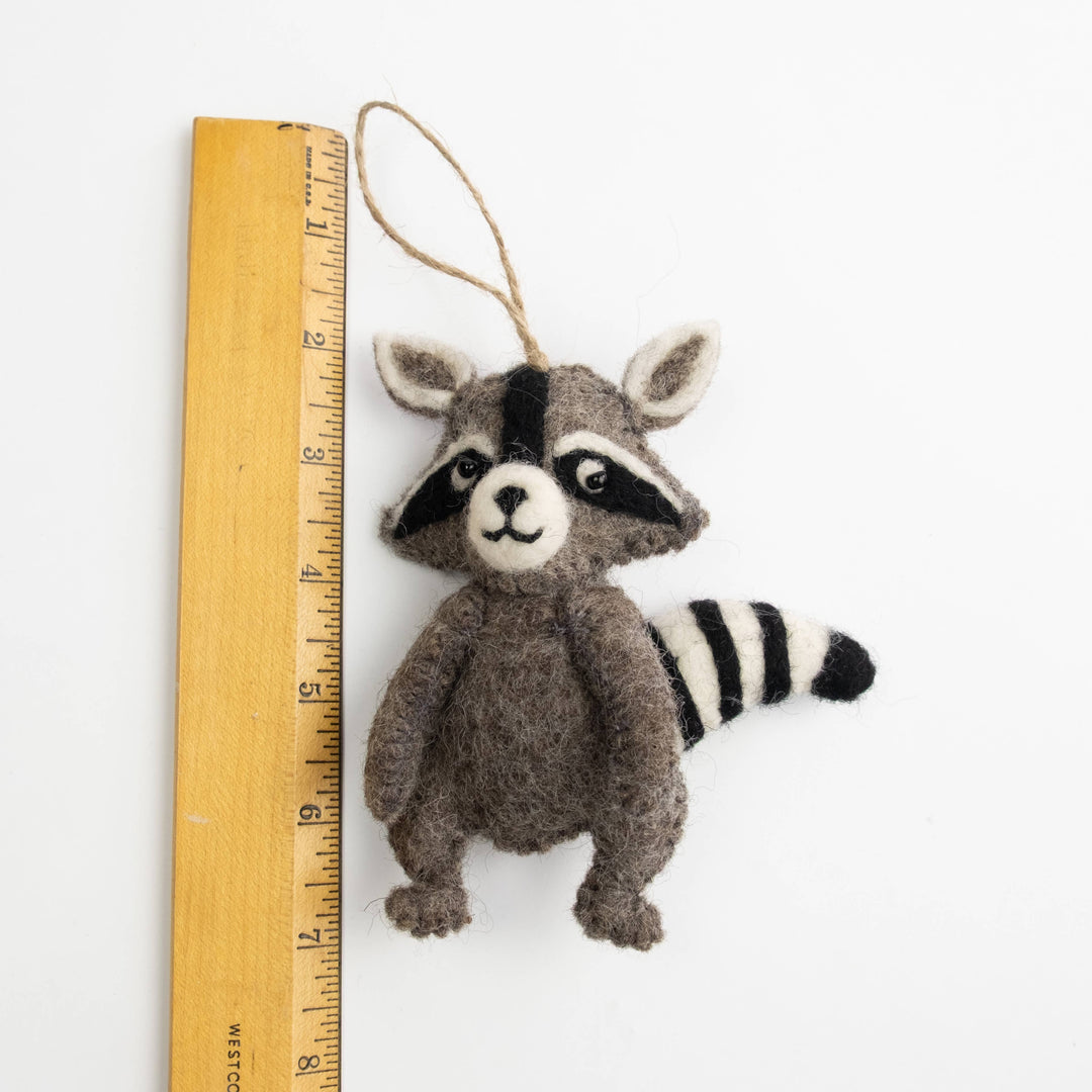 Raccoon Ornament — Hand-Felted Woodland Décor