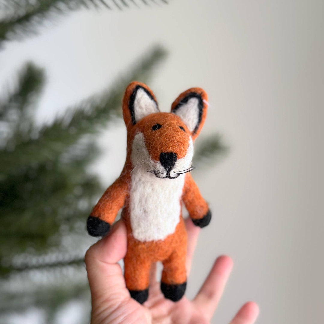 Fox needle felted wool finger puppet