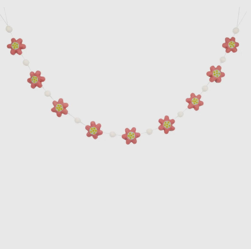 Flower Wool Garland - Pink Flower Power