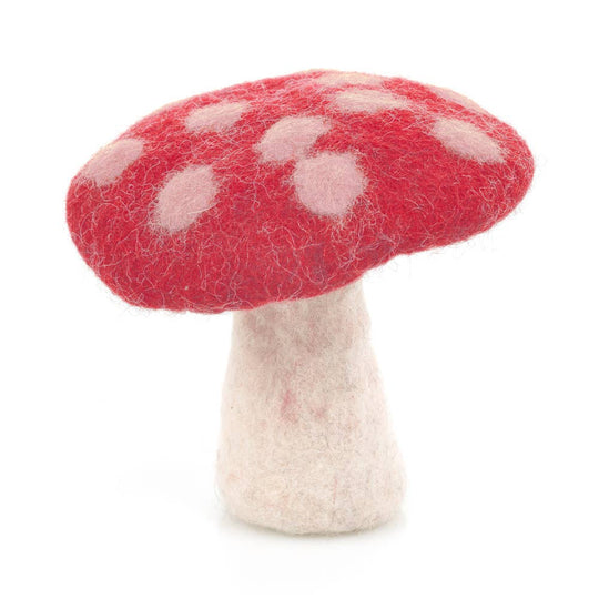 Handmade Felt Toadstool Standing Decoration - Red