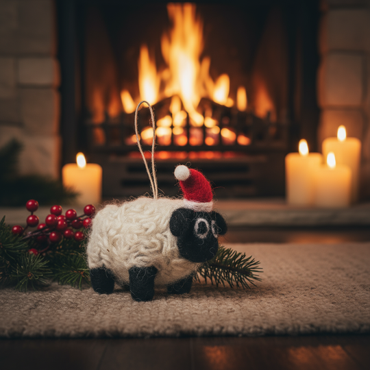 Handmade Felt Biodegradable Christmas Black Sheep Decoration