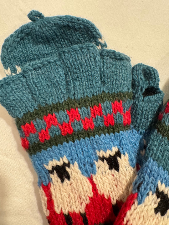 Counting Sheep Alpaca Glittens — Convertible Fingerless Gloves with Mitten Flap
