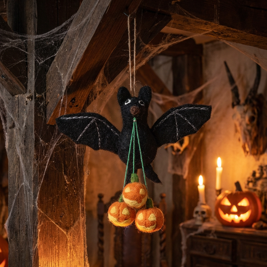 Handmade Felt Shadow the Bat Hanging Halloween Decoration