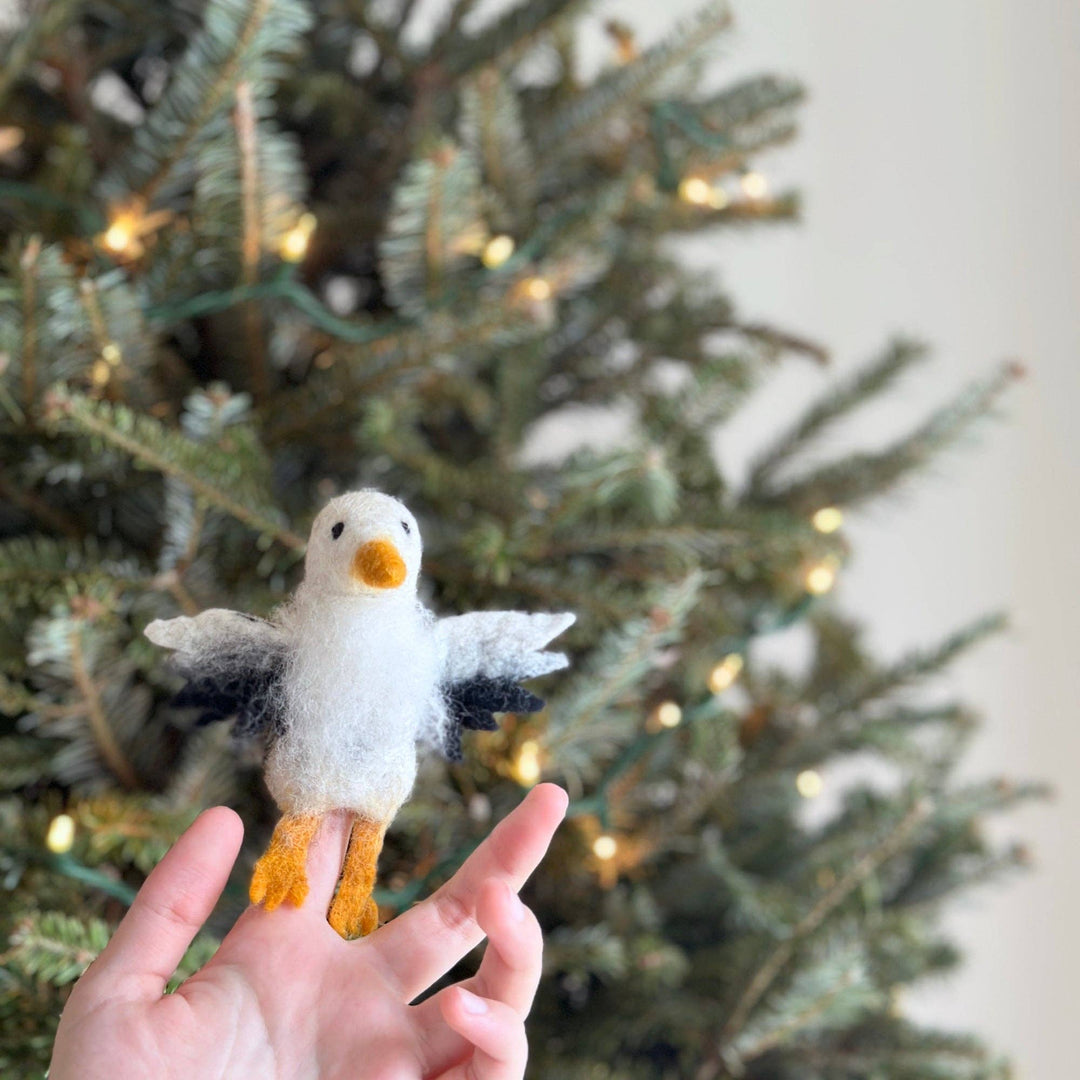 Eagle needle felted wool finger puppet