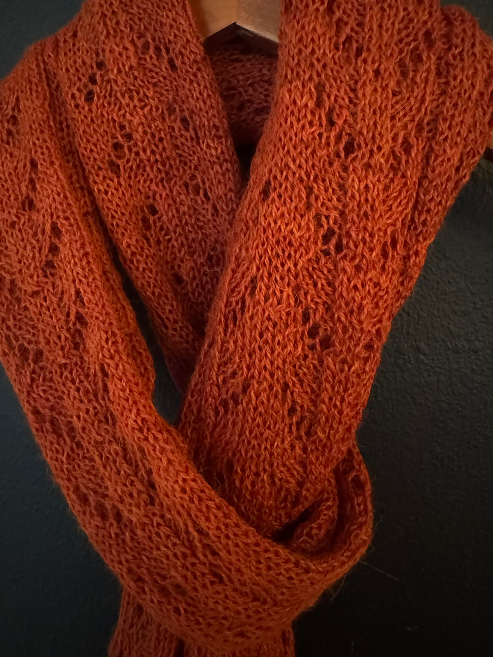Rust Orange Alpaca Lace Scarf