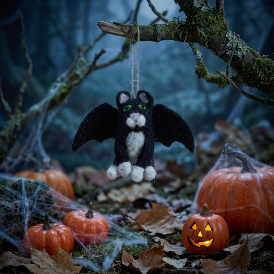 Handmade Felt Batty Catty Hanging Felt Halloween Decoration