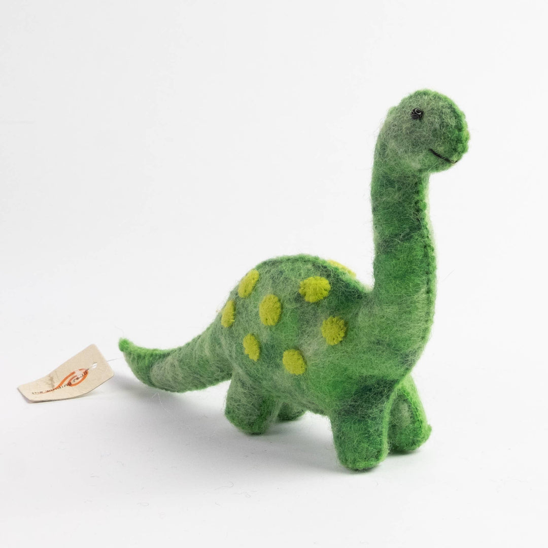 Mini Green Dinosaur — Hand-Felted Toy