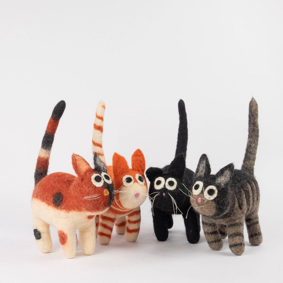 Smudge the Gray Tabby — Hand-Felted Cat