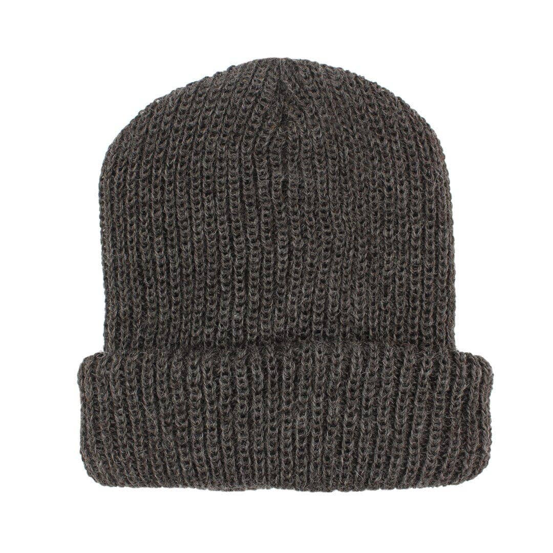 Cardigan knit alpaca beanie in fawn — view 9