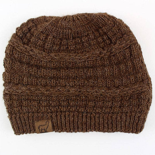 Textured alpaca slouch beanie, cable and rib knit — view 2