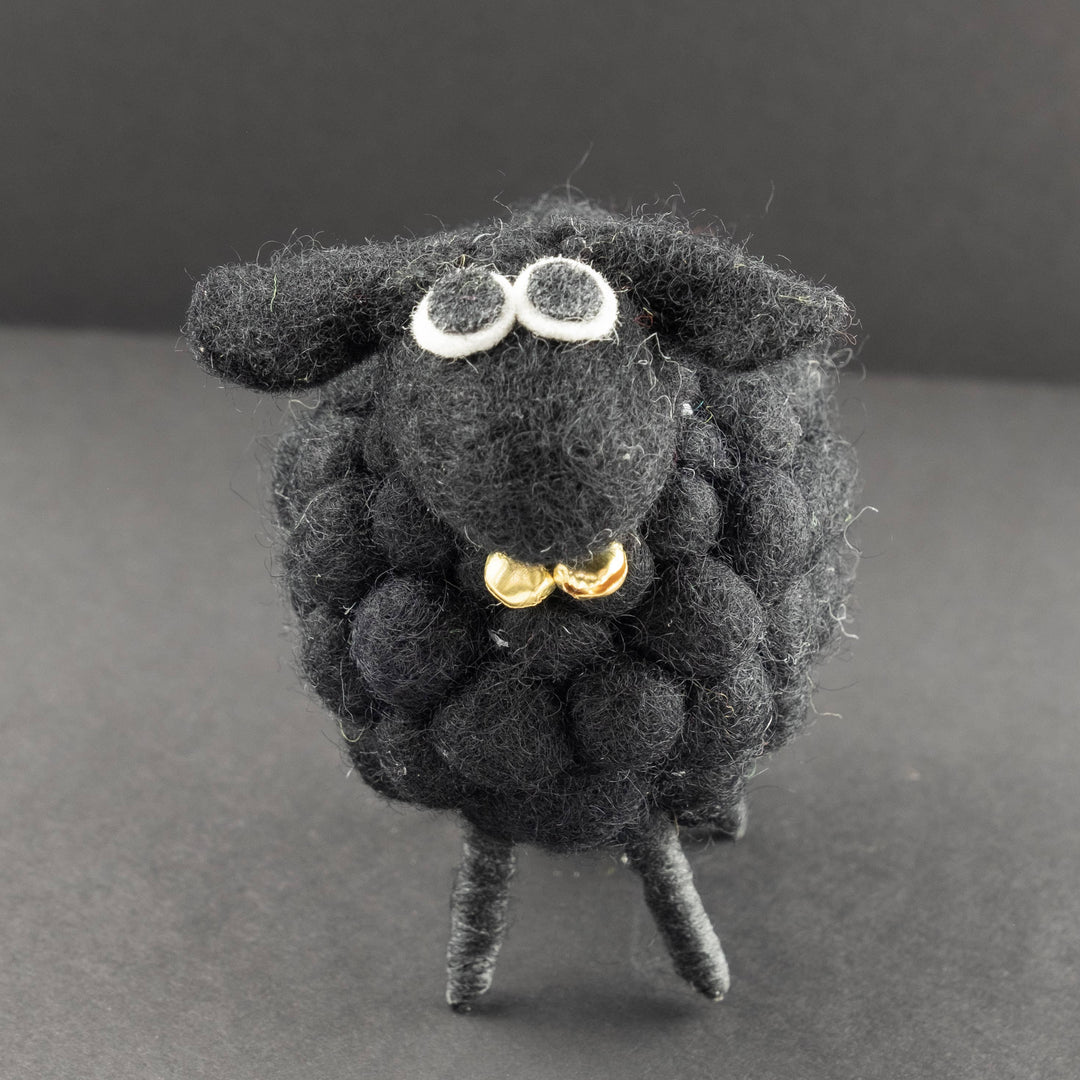 Cinder the Black Pom-Pom Sheep