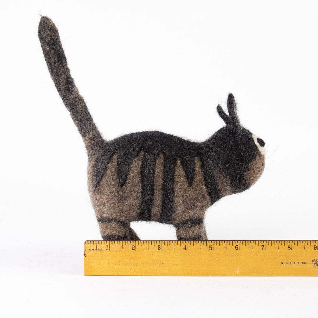 Smudge the Gray Tabby — Hand-Felted Cat