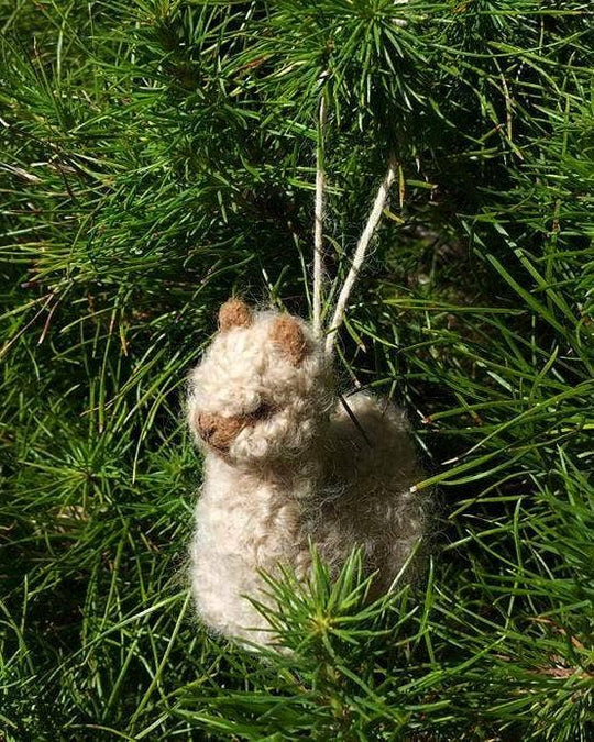 Hand-sculpted baby alpaca Alpacadorable ornament, 3 inches tall — view 3