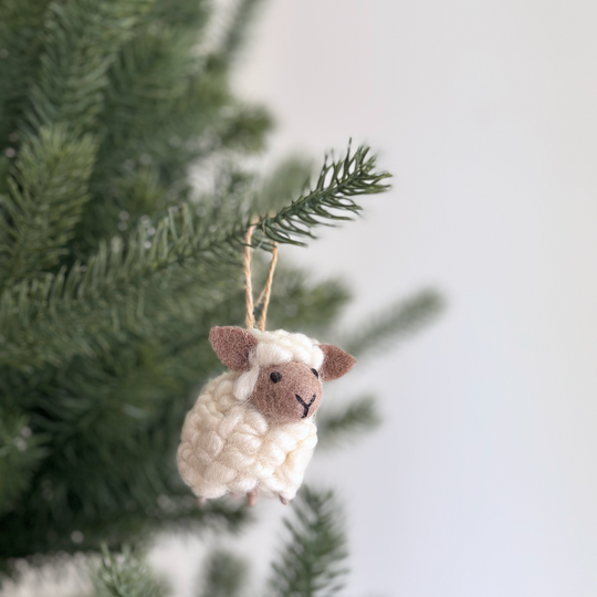 Mini Sheep Ornament — Hand-Felted | Gray or Brown