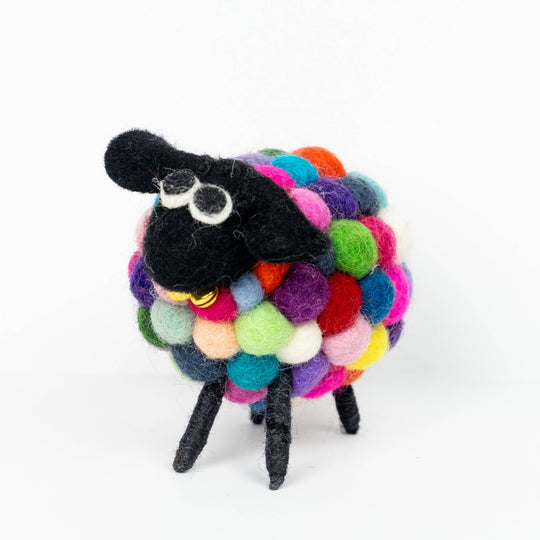 Marbles the rainbow pom-pom sheep, alternate view