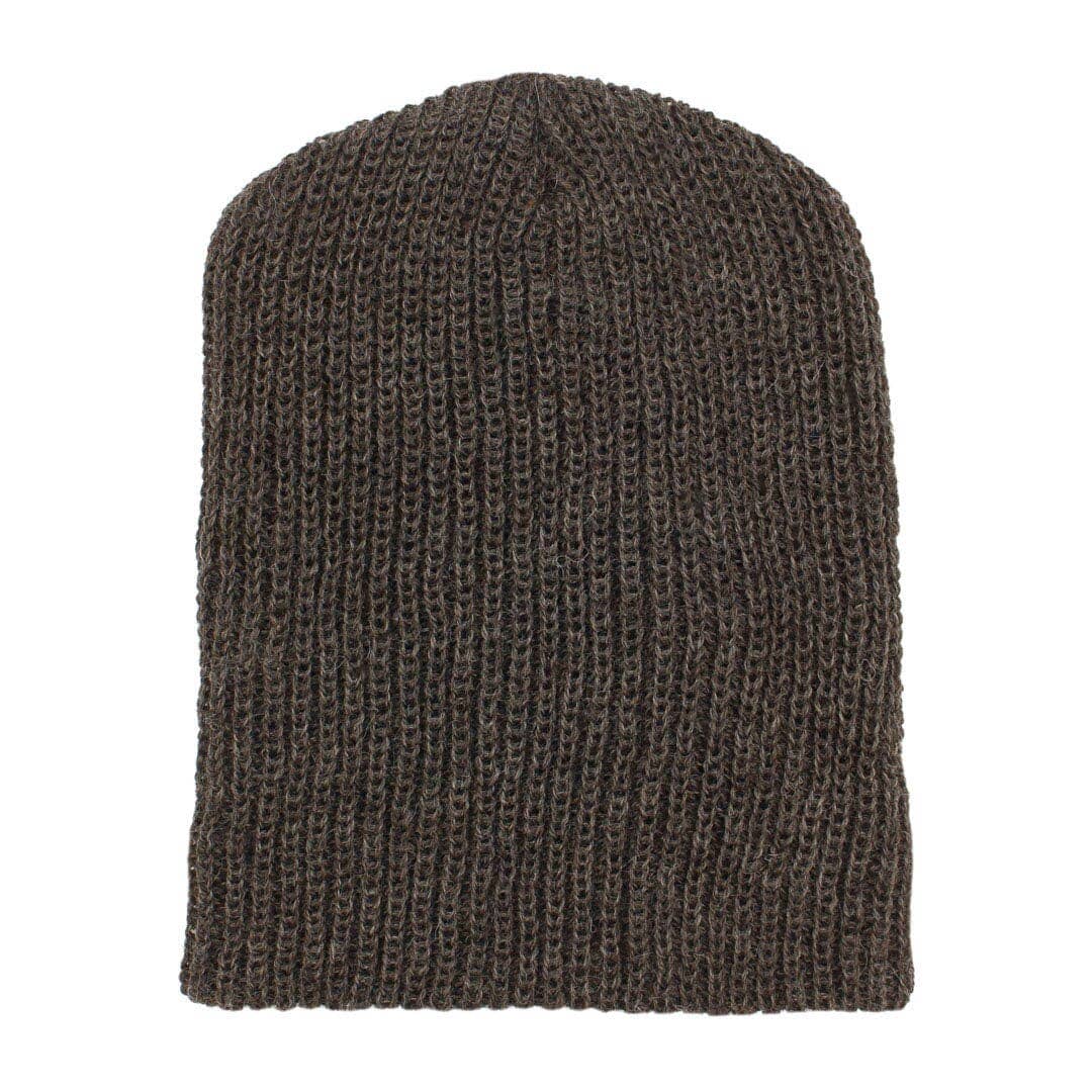 Cardigan knit alpaca beanie in fawn — view 10