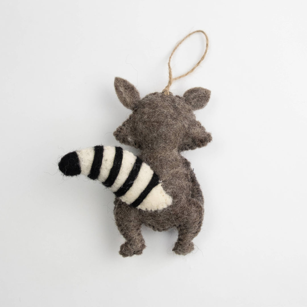 Raccoon Ornament — Hand-Felted Woodland Décor