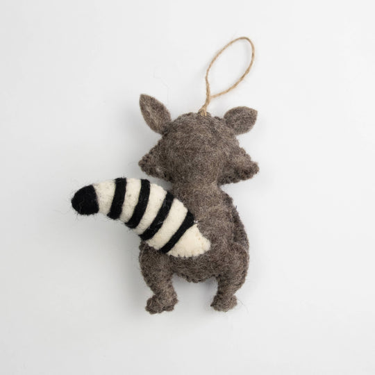 Raccoon Ornament — Hand-Felted Woodland Décor
