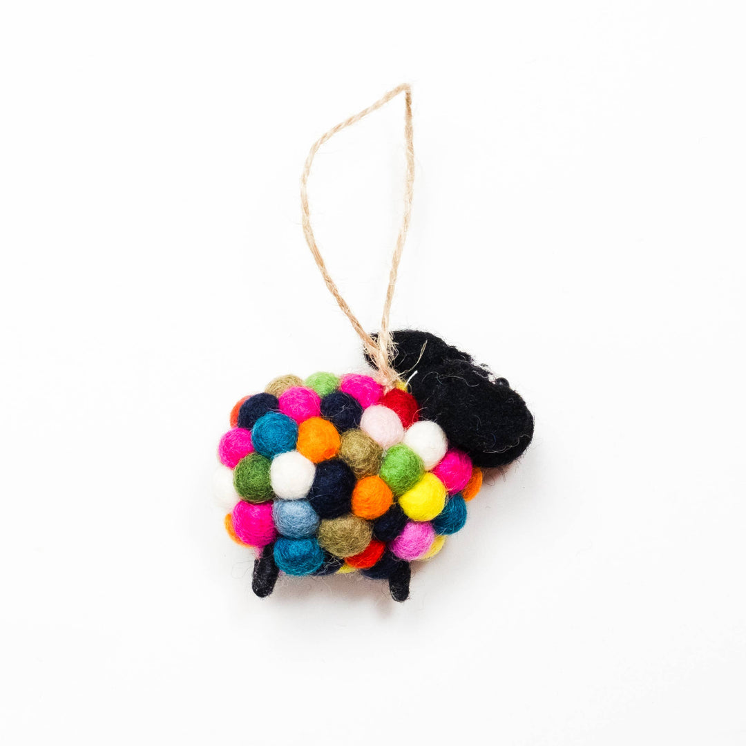 Rainbow Ball Sheep Ornament — Hand-Felted