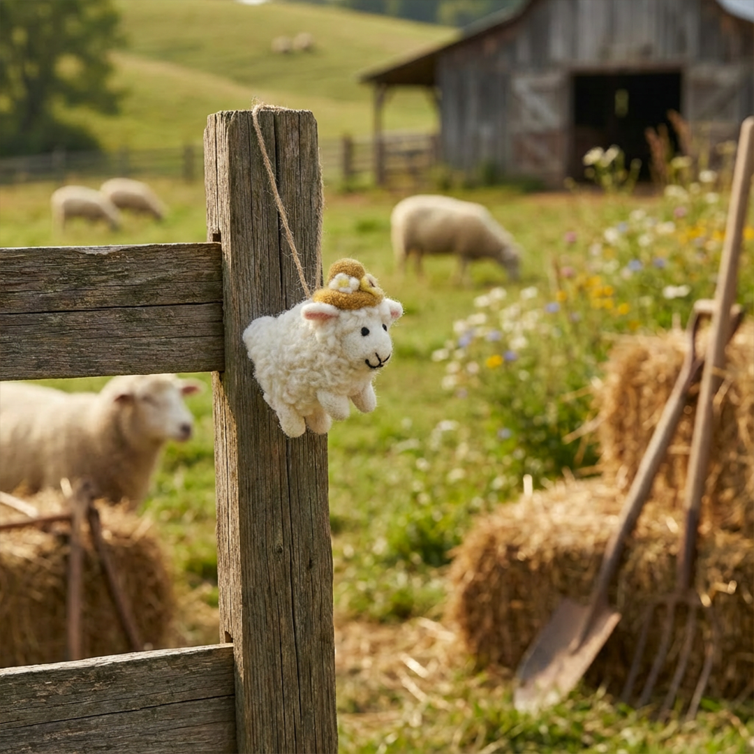 Handmade Felt Gloria the Sheep Hanging Lamb Decoration