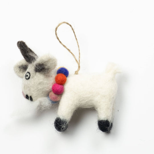 Gus the Angora Goat — Hand-Felted Ornament