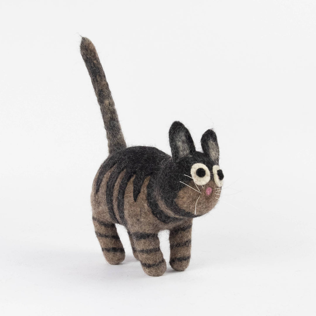 Smudge the Gray Tabby — Hand-Felted Cat
