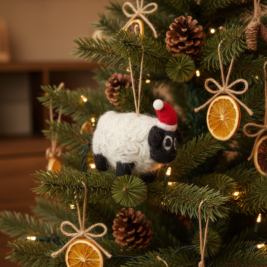 Handmade Felt Biodegradable Christmas Black Sheep Decoration