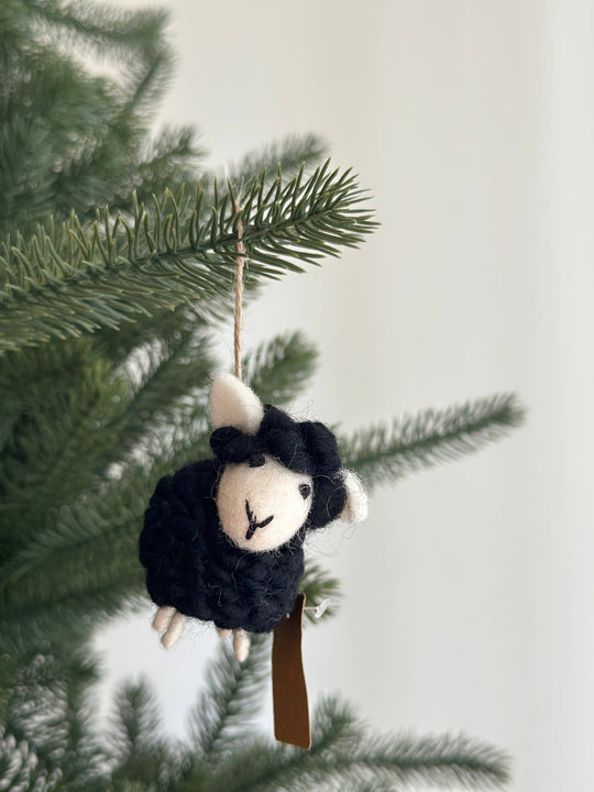 Mini Sheep Ornament — Hand-Felted | Gray or Brown