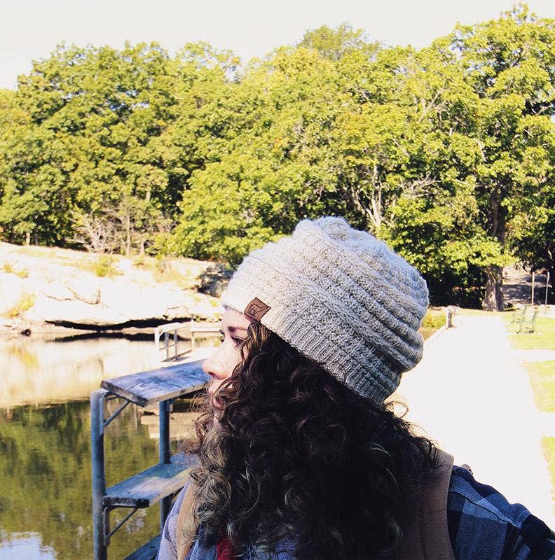 Textured alpaca slouch beanie, cable and rib knit — view 5