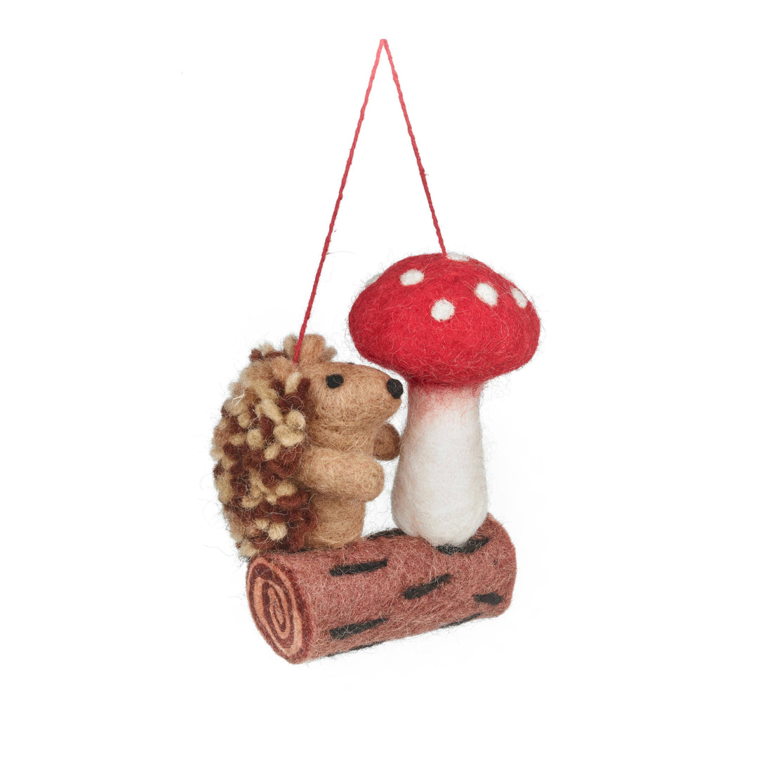 Handmade Felt Willow the Woodland Hedgehog Toadstool Hanging